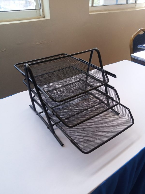 Office Tray Metallic 3 Tier -mesh - Image 10